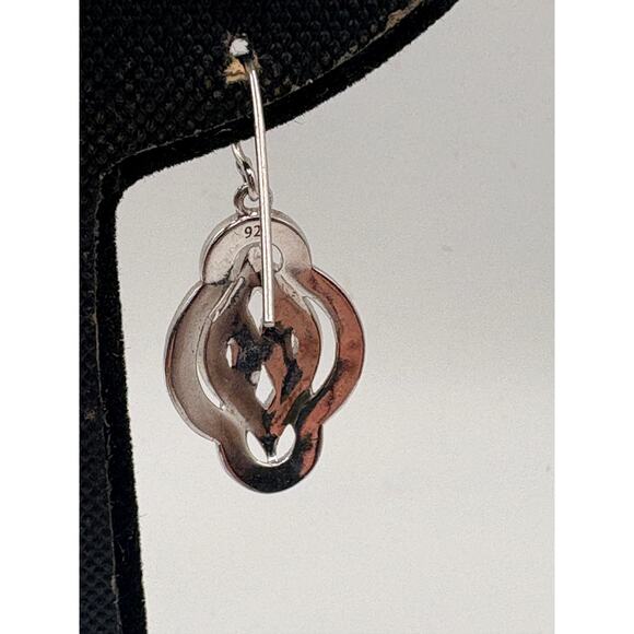 Sterling Silver CZ Fancy Flower Dangle Earrings 6.9g - Picture 5 of 15